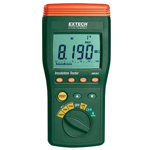 380363, Megohmetro, comprobador del aislamiento hasta 10GΩ, 250/500/1000V volt.prueba, exactitud 3%