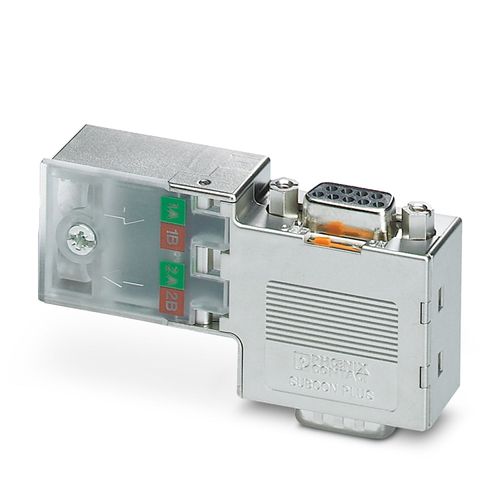 Conector ProfiBus, SUBCON-PLUS-PROFIB/90/PG/SC, Entrada de Cable 90º c/puerto PROFIBUS p/PC,Tornillo