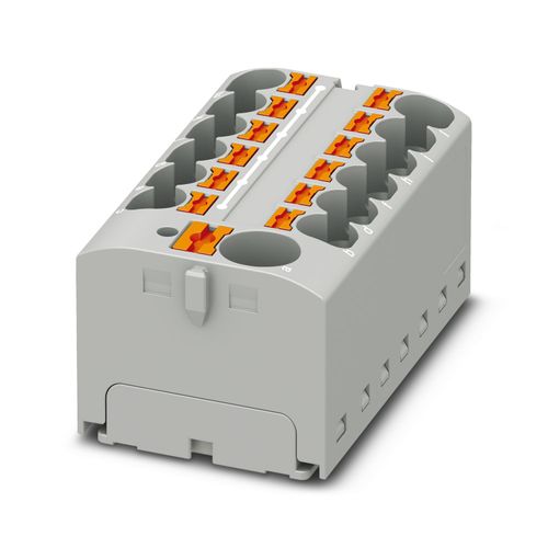 Bloque para distribución PTFIX 10/12X4 GY, 32A, 13P, 0.2-6mm2(24-10 AWG), PUSH-IN, gris