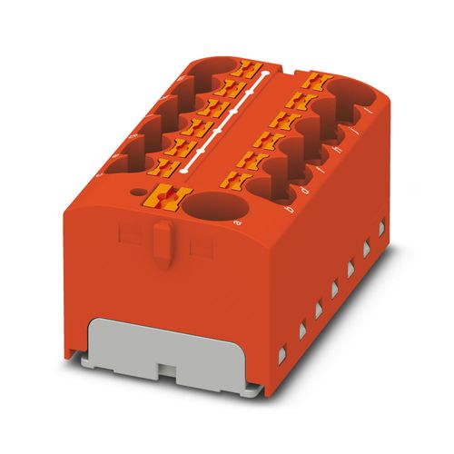Bloque para distribución, PTFIX 10/12X4 RD, 32A, 13P, 0.2-6mm2(24-10 AWG), PUSH-IN, rojo